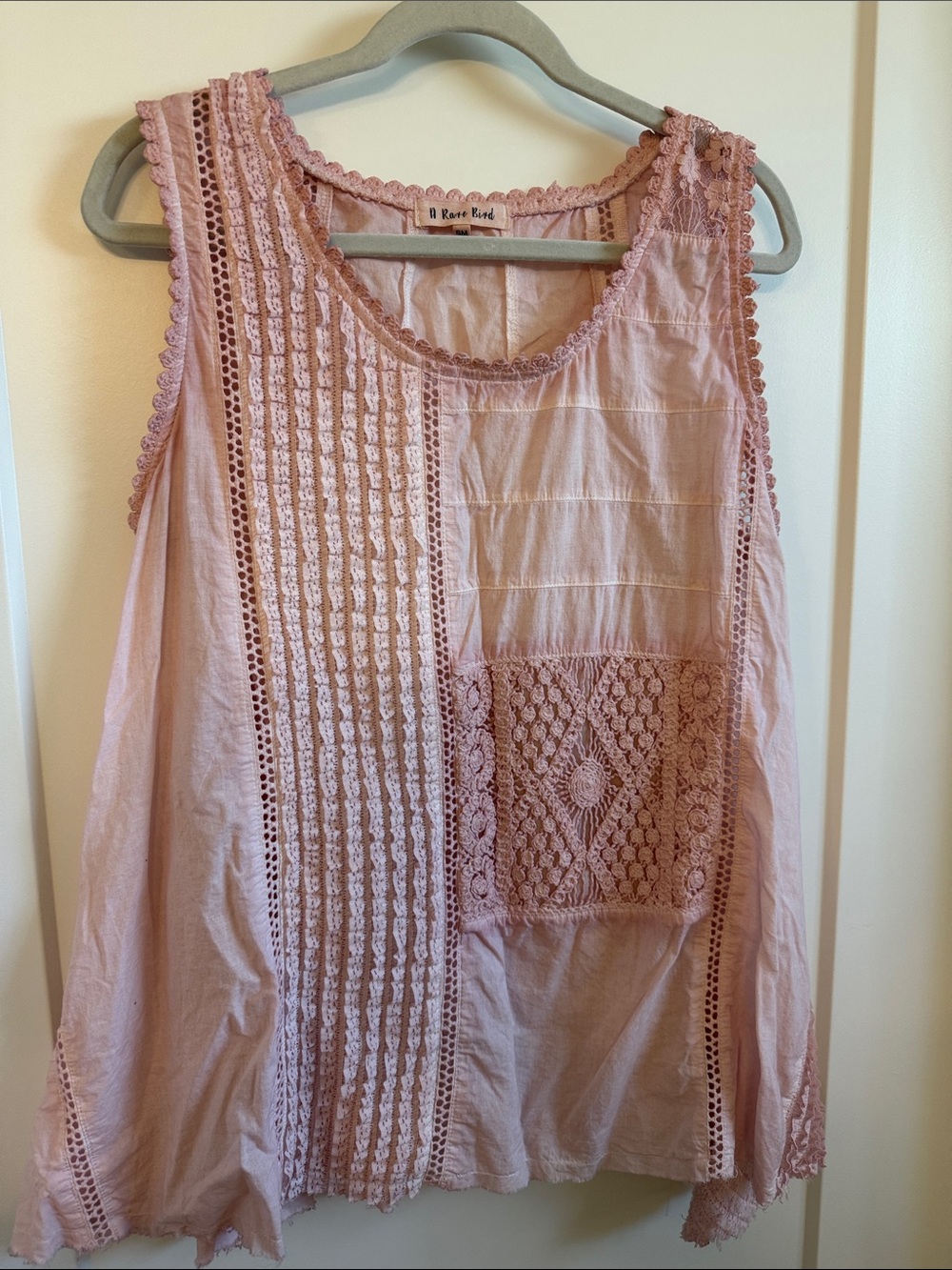 A Rare bird Dusty Pink Crochet Lace Tank-tunic